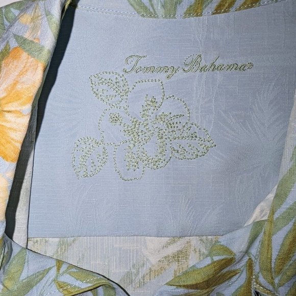Tommy Bahama Mens Floral Light Blue Hawaiian Silk Aloha Camp Shirt XXL 2XL - Picture 3 of 11